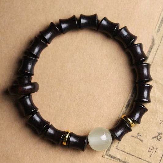 Wear FengShui Ebony Green Sandalwood Black Rosewood Bamboo Peace Bracelet