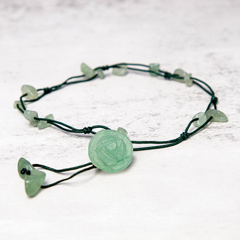Wear FengShui Amethyst Pink Crystal Green Aventurine Rose Inner Peace Healing Anklet