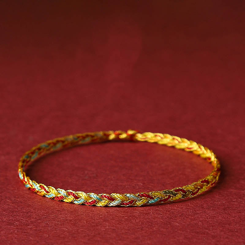 Wear FengShui Handmade Multicolored Dragon Scale Pattern Braid String Bracelet