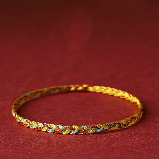 Wear FengShui Handmade Multicolored Dragon Scale Pattern Braid String Bracelet