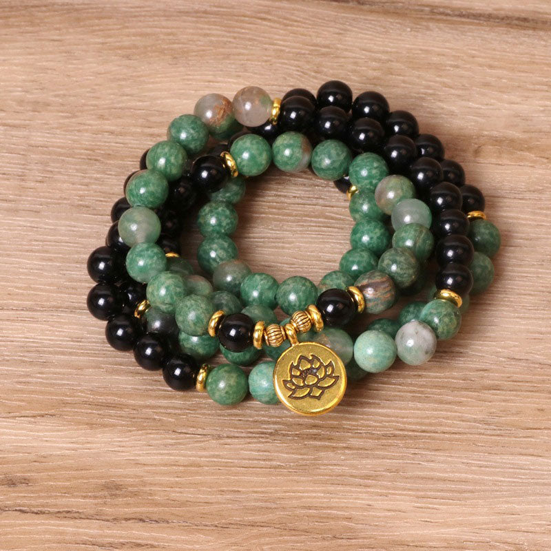 Wear FengShui 108 Beads Natural Agate Mala Healing Bracelet