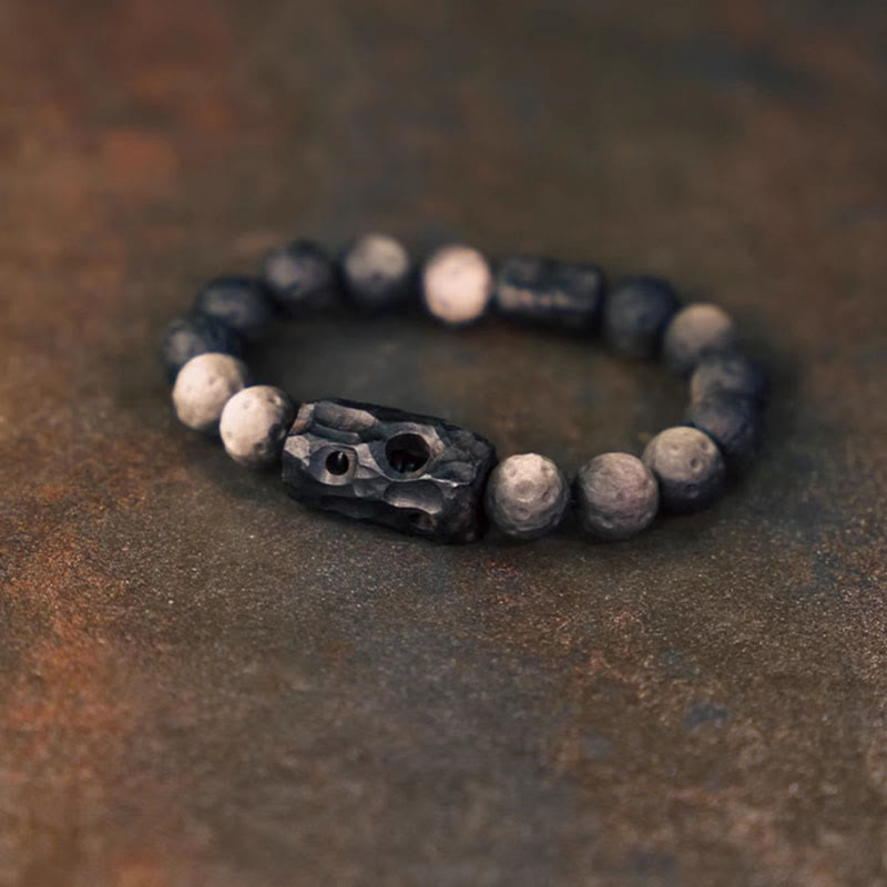 Wear FengShui Silver Sheen Obsidian Ebony Wood Soothing Bracelet