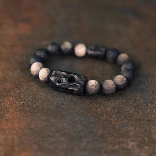 Wear FengShui Silver Sheen Obsidian Ebony Wood Soothing Bracelet