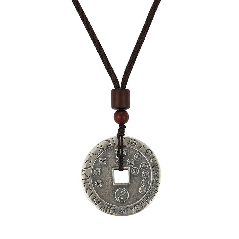 Wear FengShui Bagua Yin Yang Copper Coin Star Balance Energy Necklace Pendant