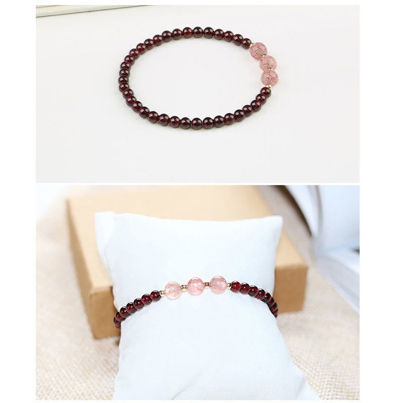Wear FengShui Natural Garnet Strawberry Quartz Calm Bracelet