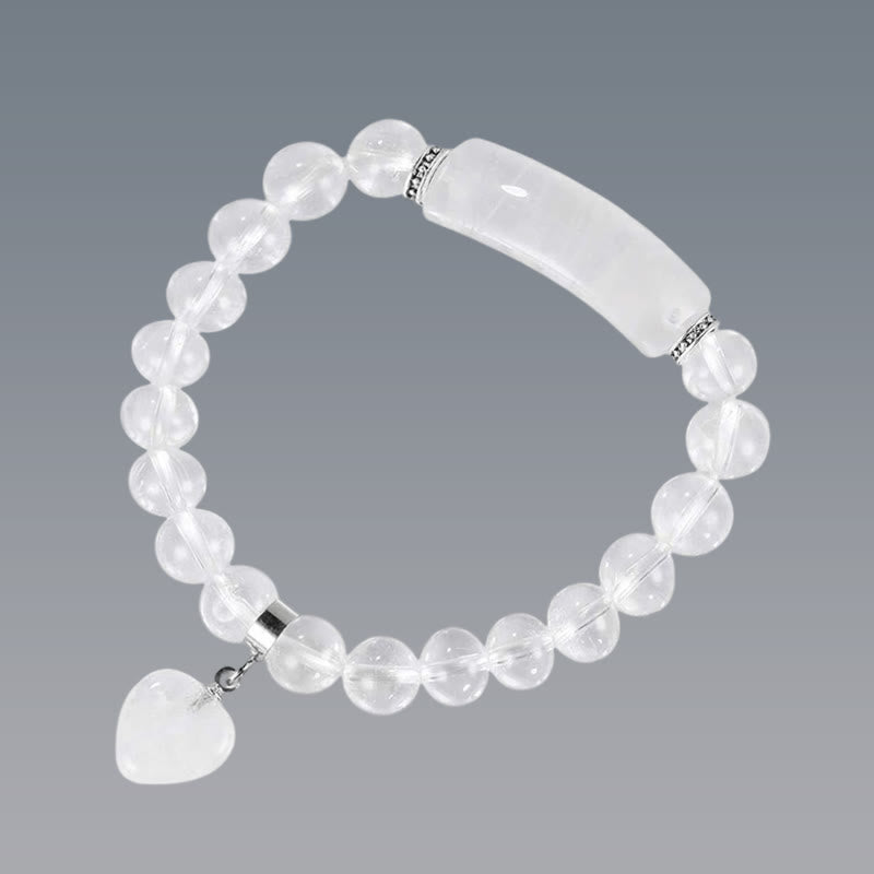 Wear FengShui Natural Quartz Love Heart Healing Beads Bracelet