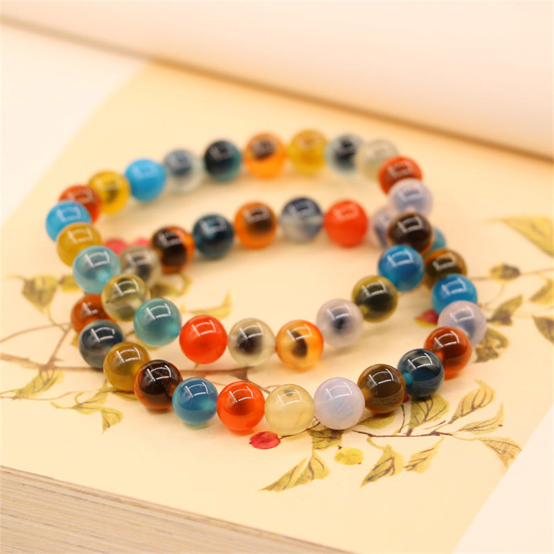 Wear FengShui Colorful Candy Agate Healing Strength Bead Bracelet