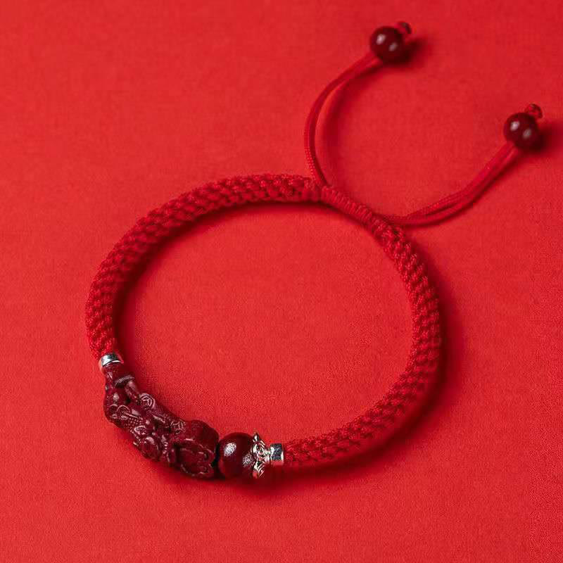 Wear FengShui Handcrafted PiXiu Cinnabar Wealth Luck Braided Bracelet