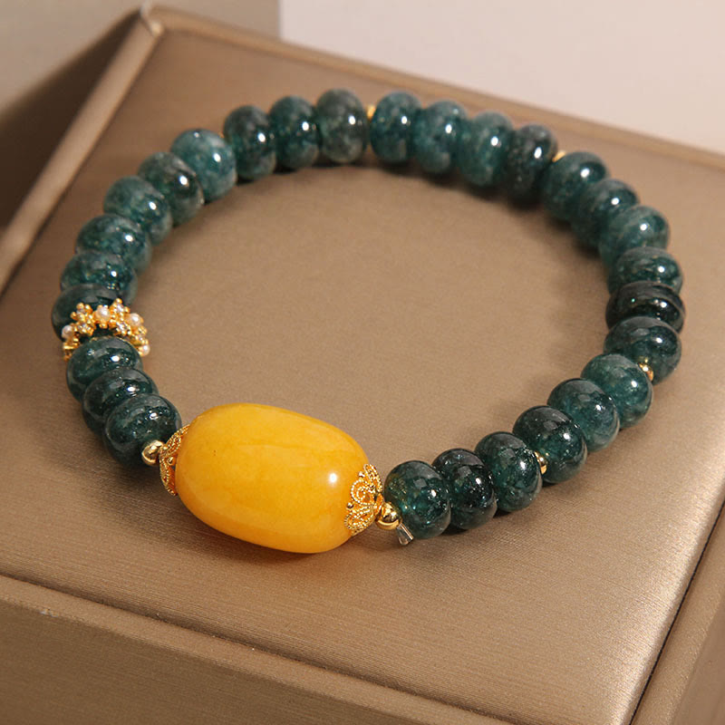 Wear FengShui Green Jade Abacus Beads Topaz Luck Bracelet