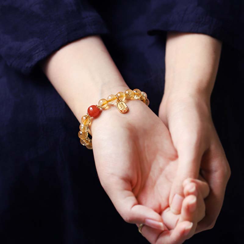 Wear FengShui Citrine Red Agate Fortune Charm Bracelet