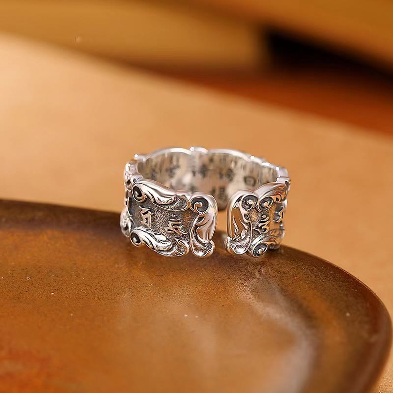 Wear FengShui Tibetan Om Mani Padme Hum Design Peace Adjustable Ring