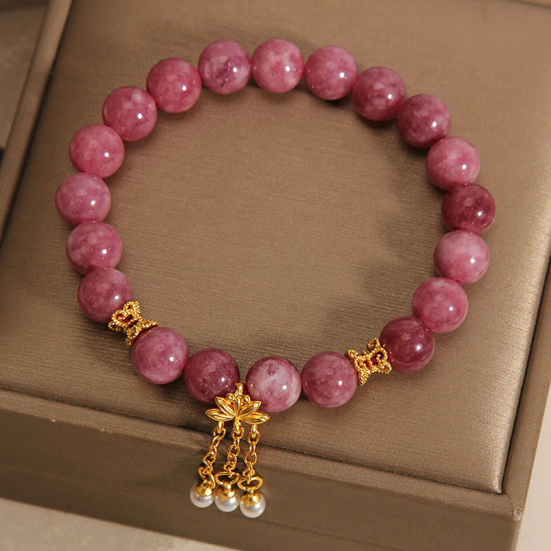 Wear FengShui Pink Tourmaline Lotus Flower Positive Bracelet