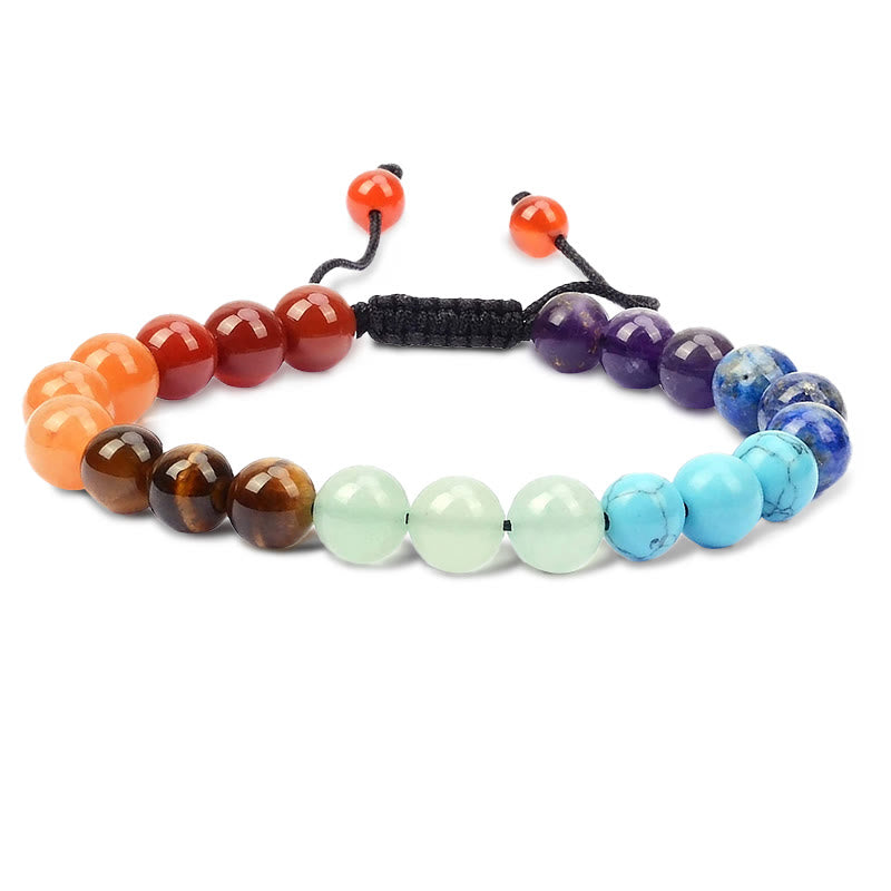 Wear FengShui Natural Healing Power Gemstone Crystal Beads Unisex Adjustable Macrame Bracelet