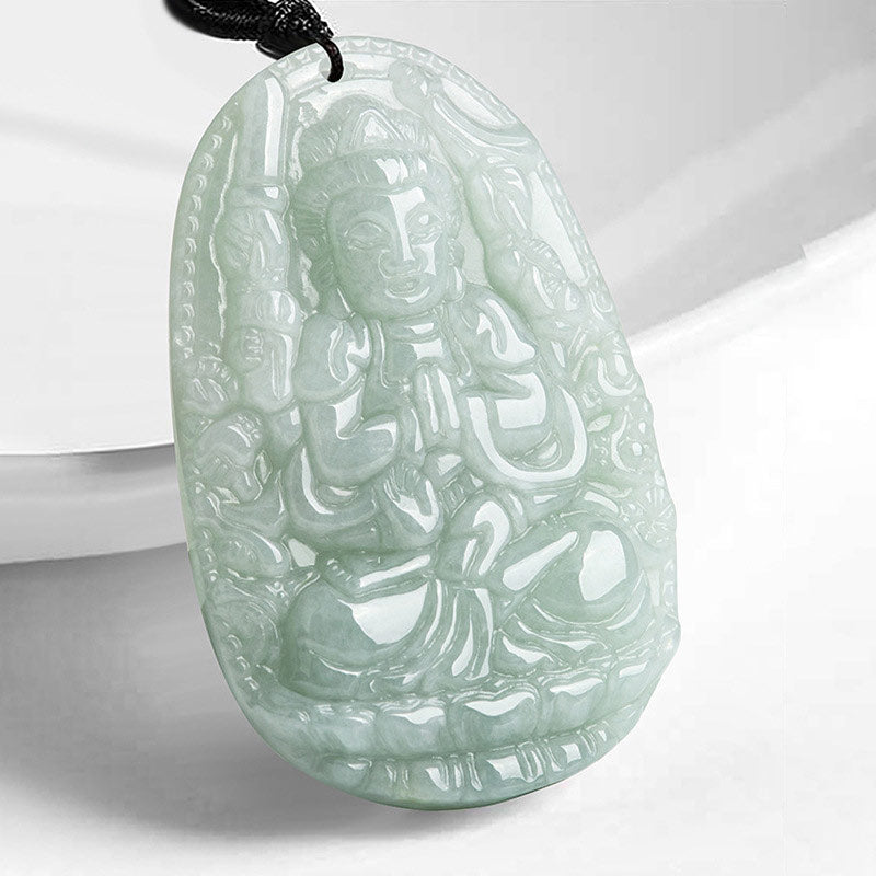 Wear FengShui Chinese Zodiac Natal Buddha Jade Wealth Prosperity Necklace Pendant
