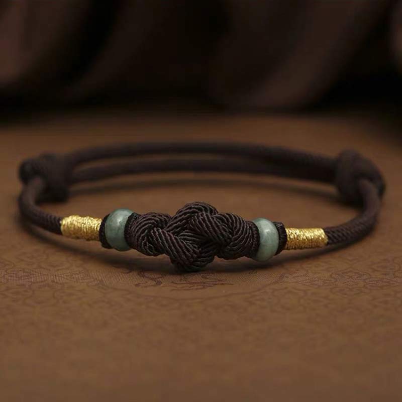 Wear FengShui Red String Jade Luck Fortune Knot Braided String Bracelet