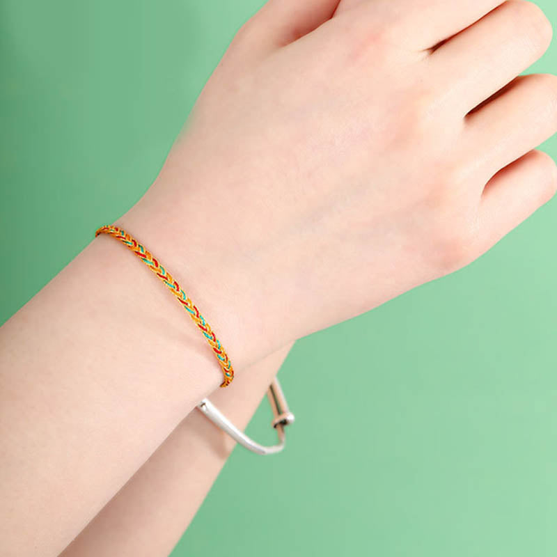 Wear FengShui Handmade Multicolored Dragon Scale Pattern Braid String Bracelet