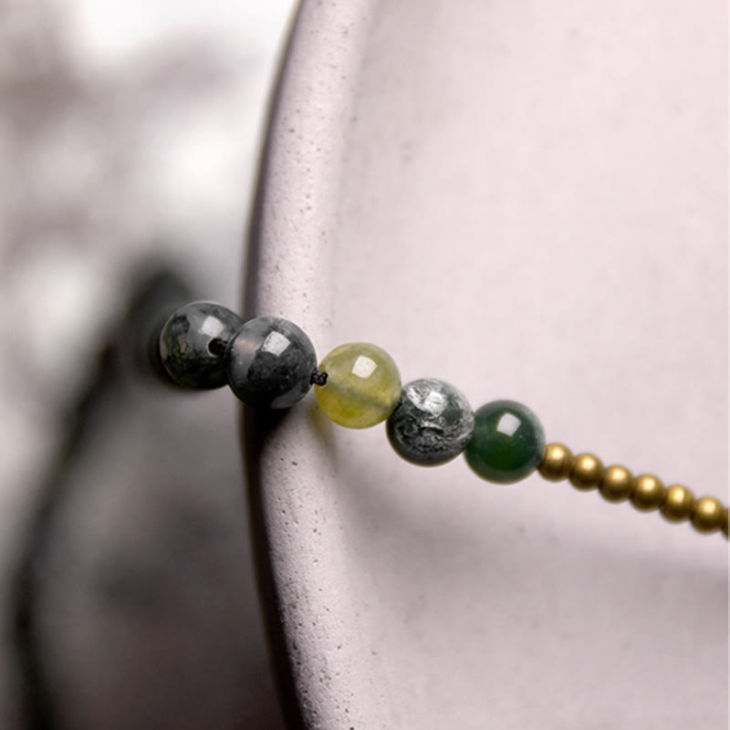 Wear FengShui Moss Agate Copper Lucky Multilayer Bracelet