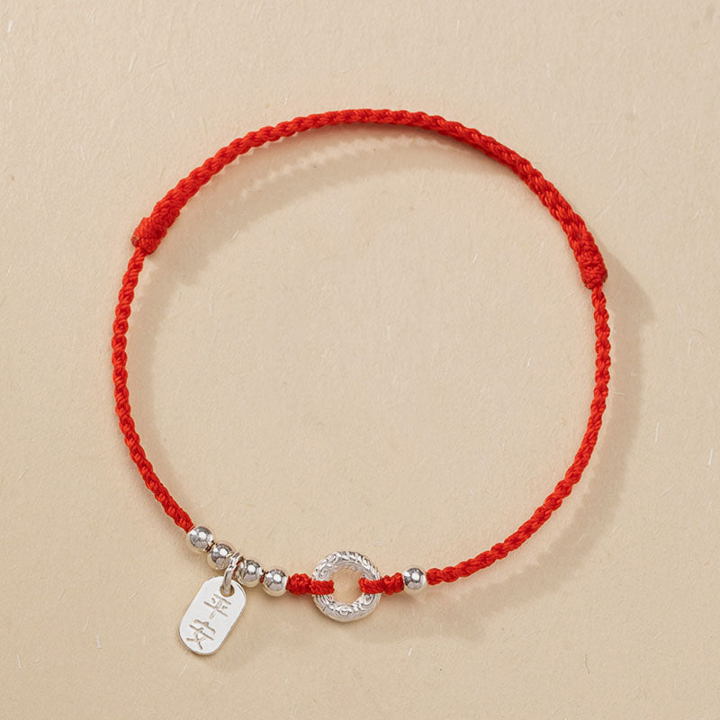Wear FengShui 925 Sterling Silver Auspicious Clouds Peace Buckle Safe And Sound Bracelet Anklet