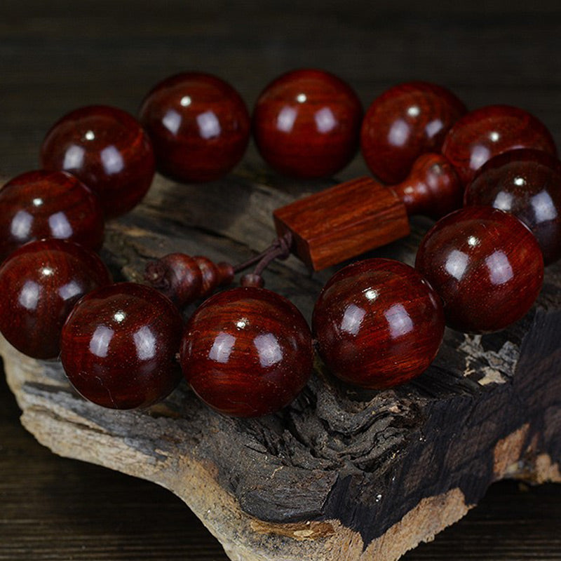 Wear FengShui Tibetan Small Leaf Red Sandalwood Relaxation Bracelet