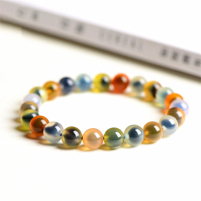 Wear FengShui Natural Colorful Candy Agate Harmony Strength Bead Bracelet