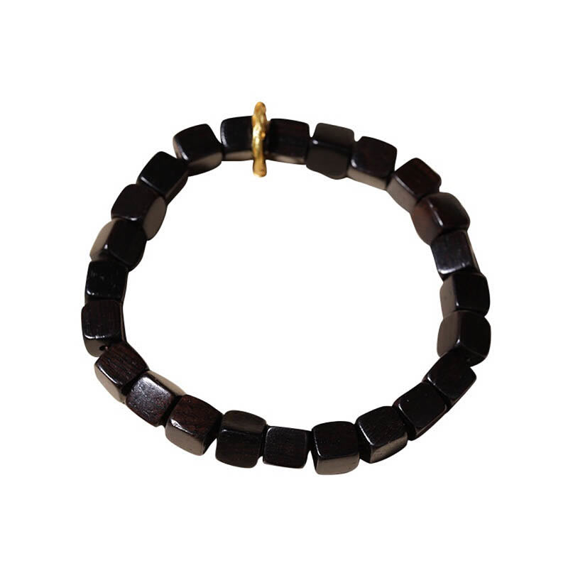 Wear FengShui Tibetan Ebony Wood Square Beads Peace Calm Bracelet