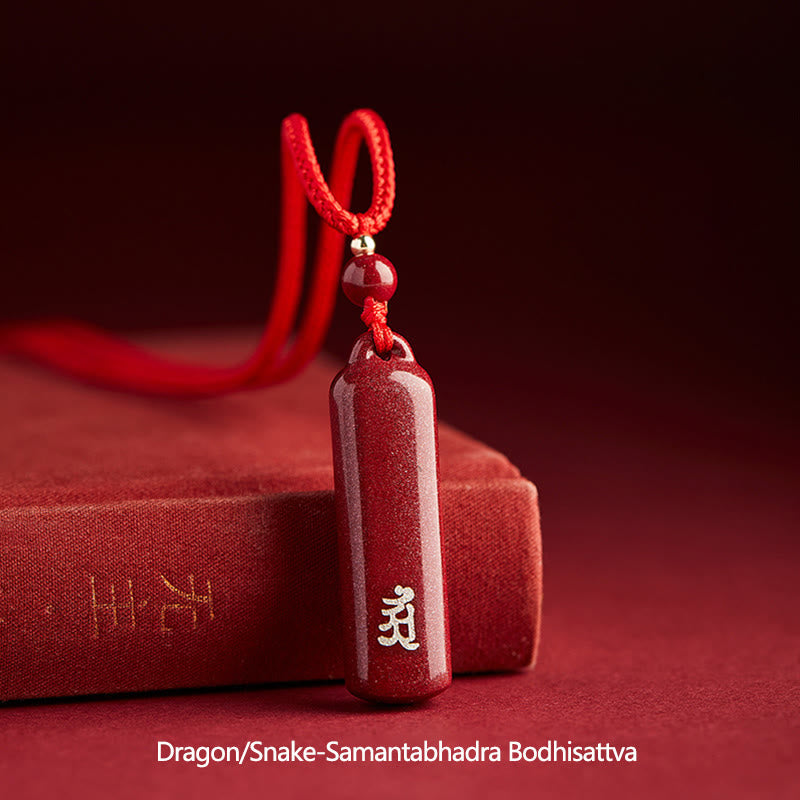 Wear FengShui Chinese Zodiac Natal Buddha Cinnabar Amulet Protection String Necklace Pendant