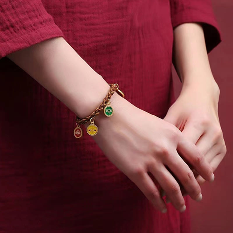 Wear FengShui Tibetan Five God Of Wealth Thangka Luck Braid String Bracelet