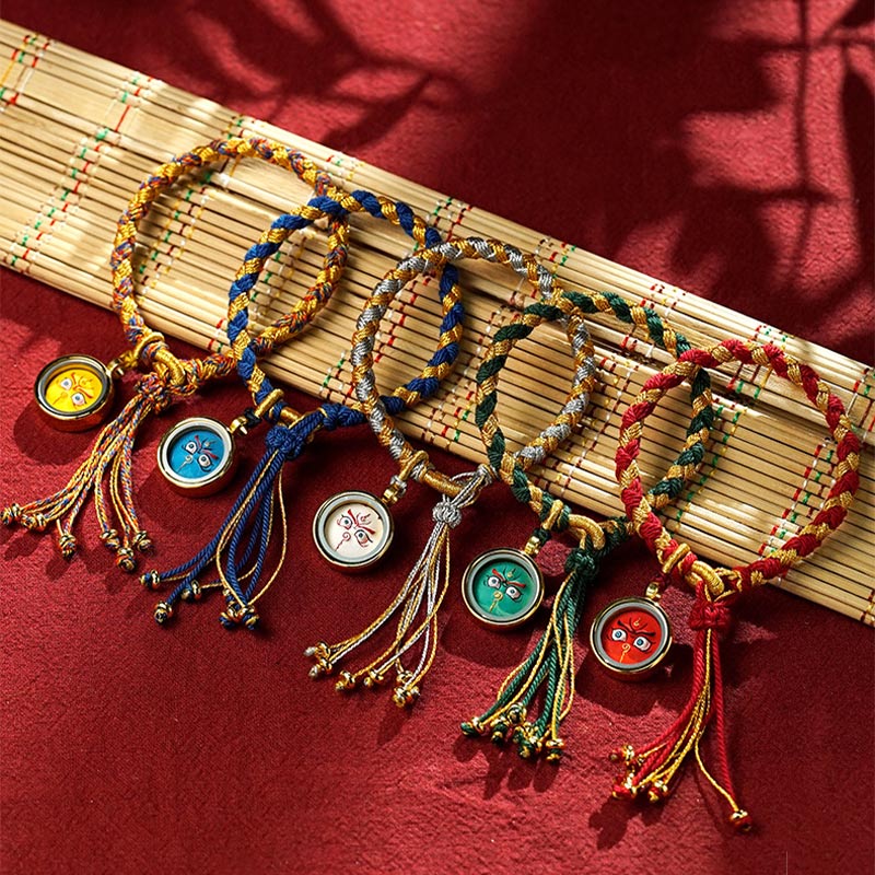 Wear FengShui Handmade Tibetan Five God Of Wealth Dragon Scale Rope Luck Braid Bracelet