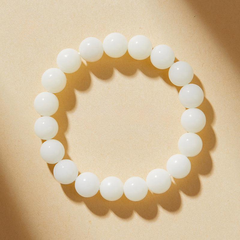 Natural White Jade Bodhi Bead Bracelet Buddhist  Beads