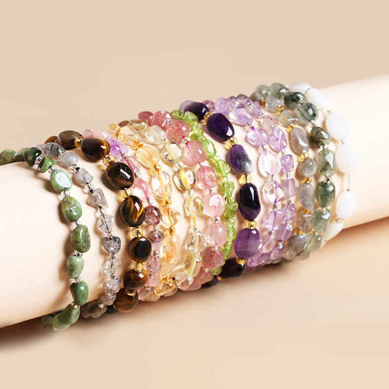 Wear FengShui Natural Irregular Shape Stone Crystal Meditation Balance Bracelet
