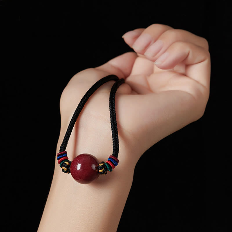 Wear FengShui Cinnabar Bead Blessing String Necklace Pendant