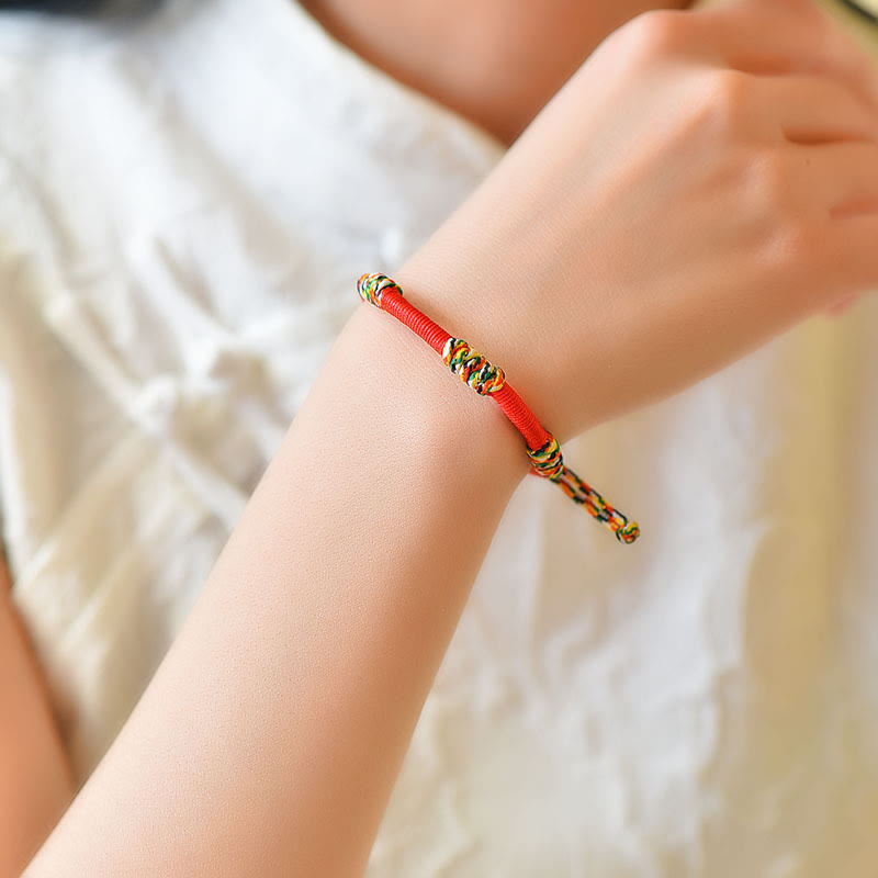 Wear FengShui Tibetan Handmade Colorful King Kong Knot Lucky Protection Braid String Bracelet