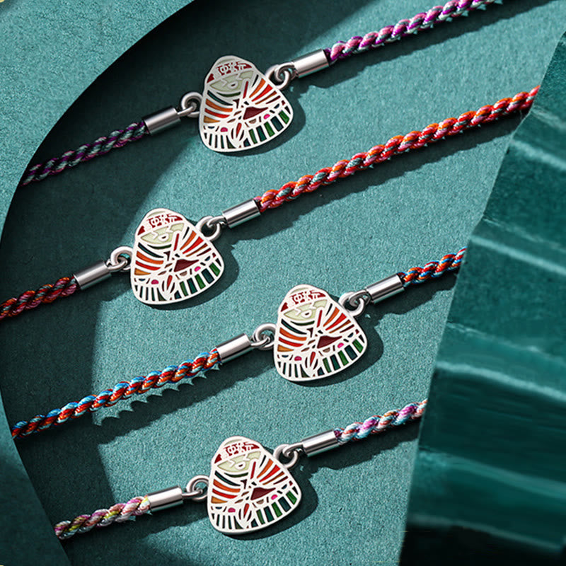 Wear FengShui 925 Sterling Silver Zongzi Pattern Luck Multicolored Handcrafted Bracelet