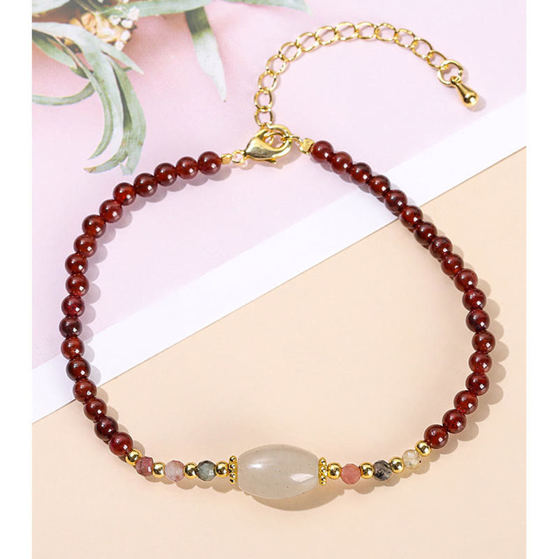 Wear FengShui Garnet Jade Tourmaline Bead Passion Bracelet