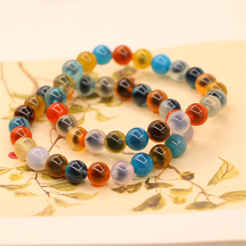 Wear FengShui Colorful Candy Agate Healing Strength Bead Bracelet