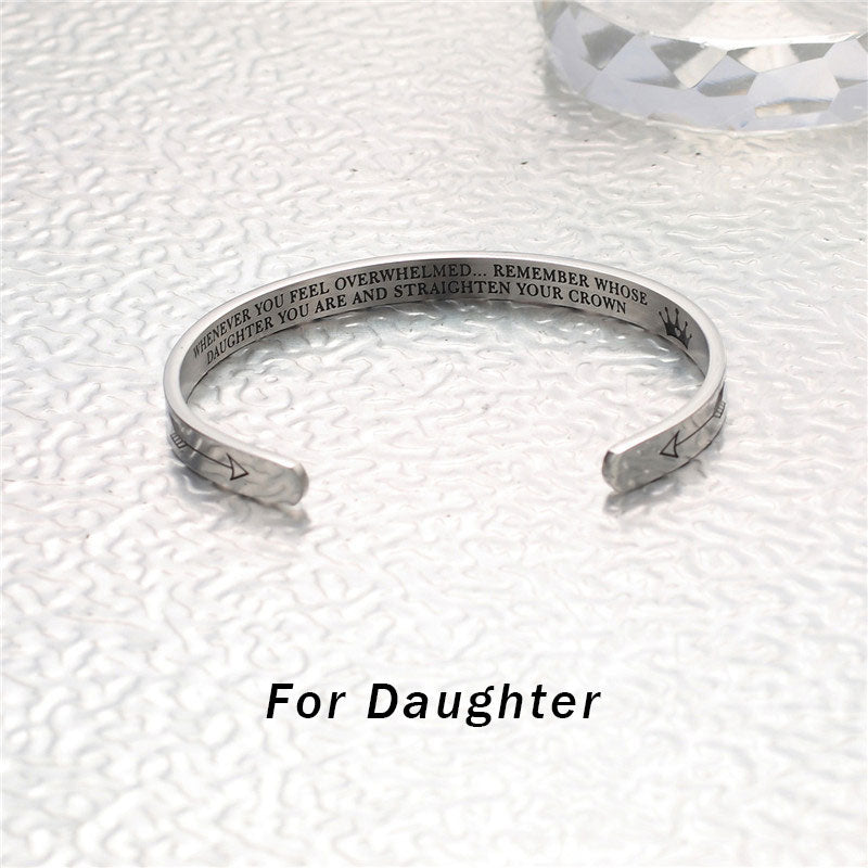 Wear FengShui Inspirational Bracelets Personalized Gift for Her Him Engraved Mantra Cuff Bangle Crown Jewelry