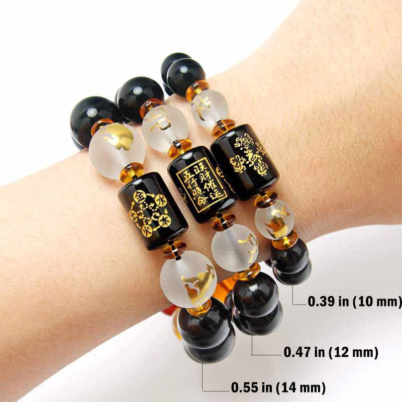 Wear FengShui Chinese Zodiac Feng Shui Obsidian Five-Element Wealth Porsperity Bracelet