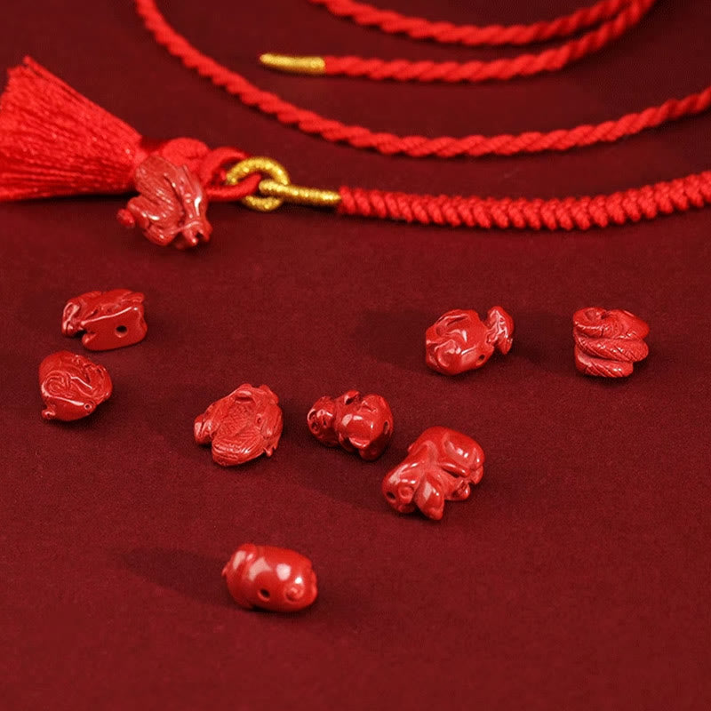 Wear FengShui Natural Cinnabar Dragon Blessing Red String Belly Chain