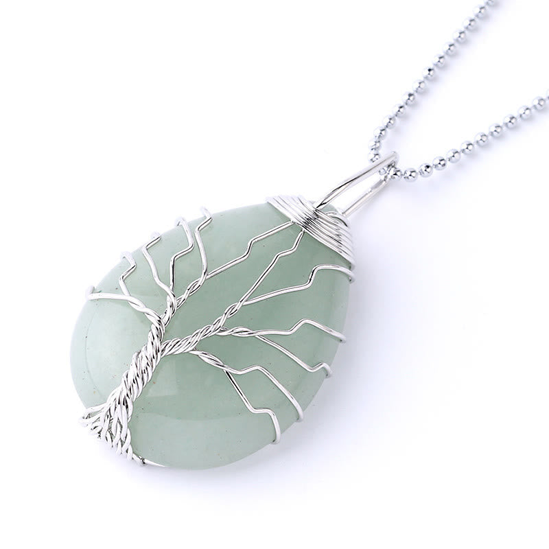 Wear FengShui Natural Quartz Crystal Tree Of Life Healing Energy Necklace Pendant