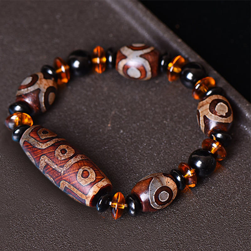Wear FengShui Tibetan Retro Natural Nine-Eye Dzi Bead Blessings Bracelet