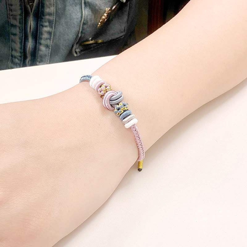 Wear FengShui Two-Color Rope Handcrafted Eight Thread Peace Knot Luck Connection Bracelet