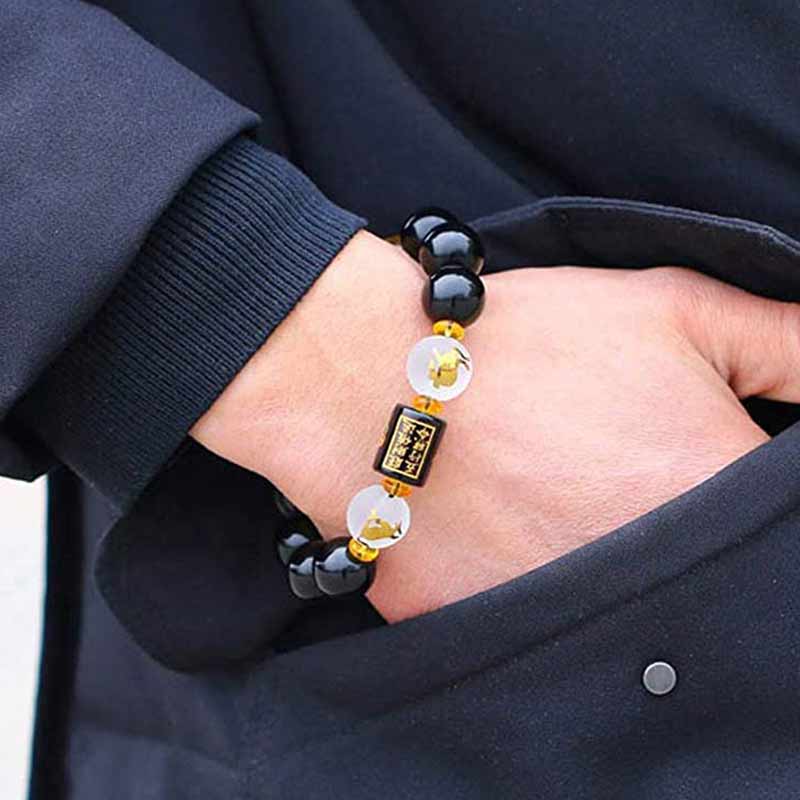 Wear FengShui Chinese Zodiac Feng Shui Obsidian Five-Element Wealth Porsperity Bracelet