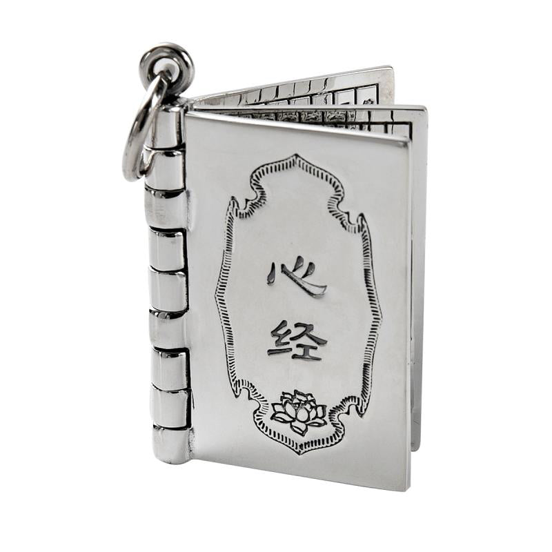 Wear FengShui 990 Sterling Silver Heart Sutra Great Compassion Shurangama Mantra Lotus Vajra Peace Necklace Pendant