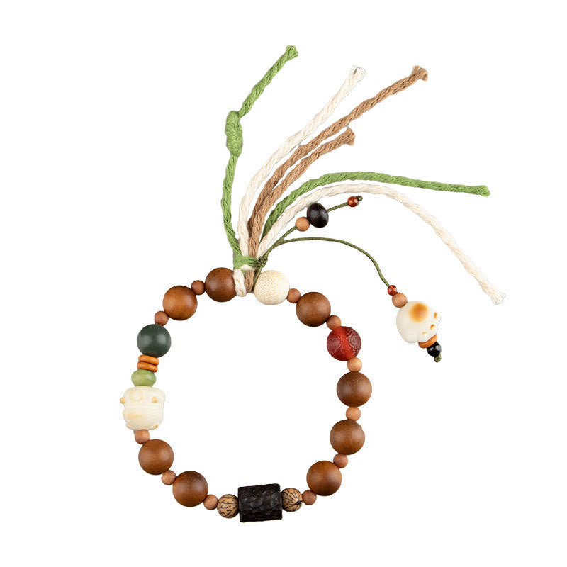 Wear FengShui Lightning Strike Wood Bodhi Seed Cat Paw Claw Auspiciousness Protection Tassel Bracelet