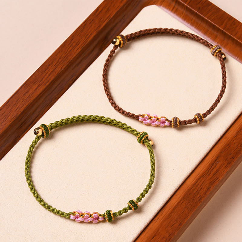 Wear FengShui Handmade Peach Blossom Protection Braided Rope Bracelet