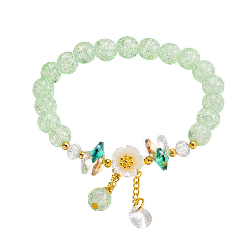 Wear FengShui Simple Design Flower Charm Glass Bead Bracelet