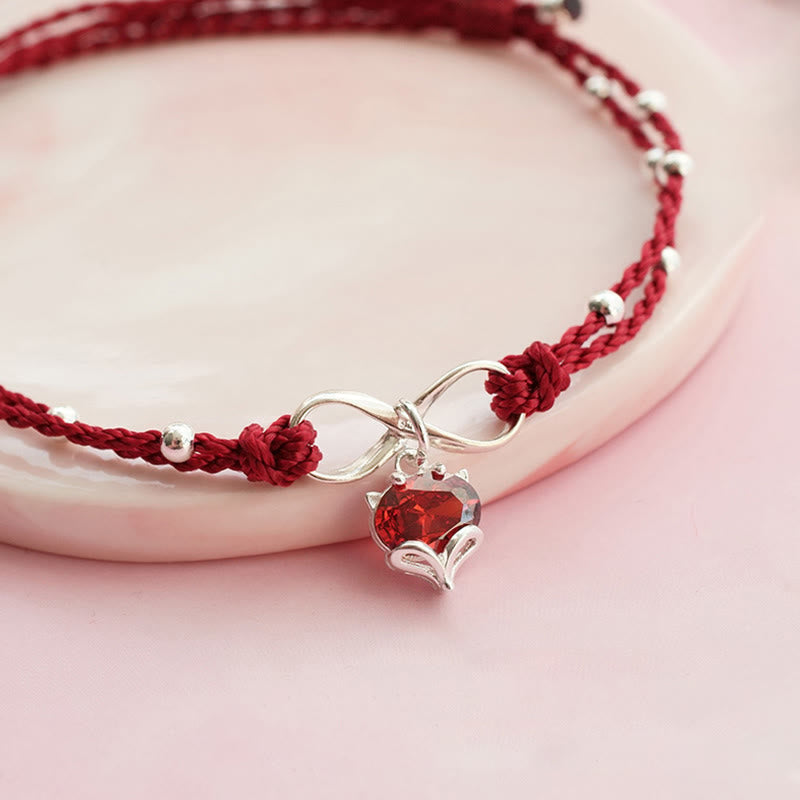 Wear FengShui Love Heart Infinity Symbol Braided String Anklet