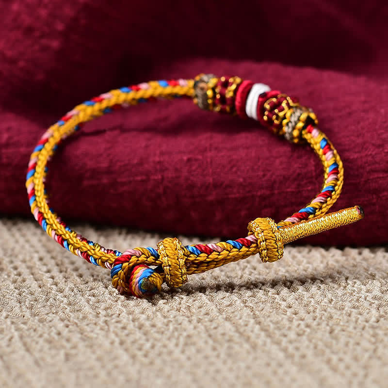Wear FengShui Handmade Dunhuang Color Luck Braid String Bracelet