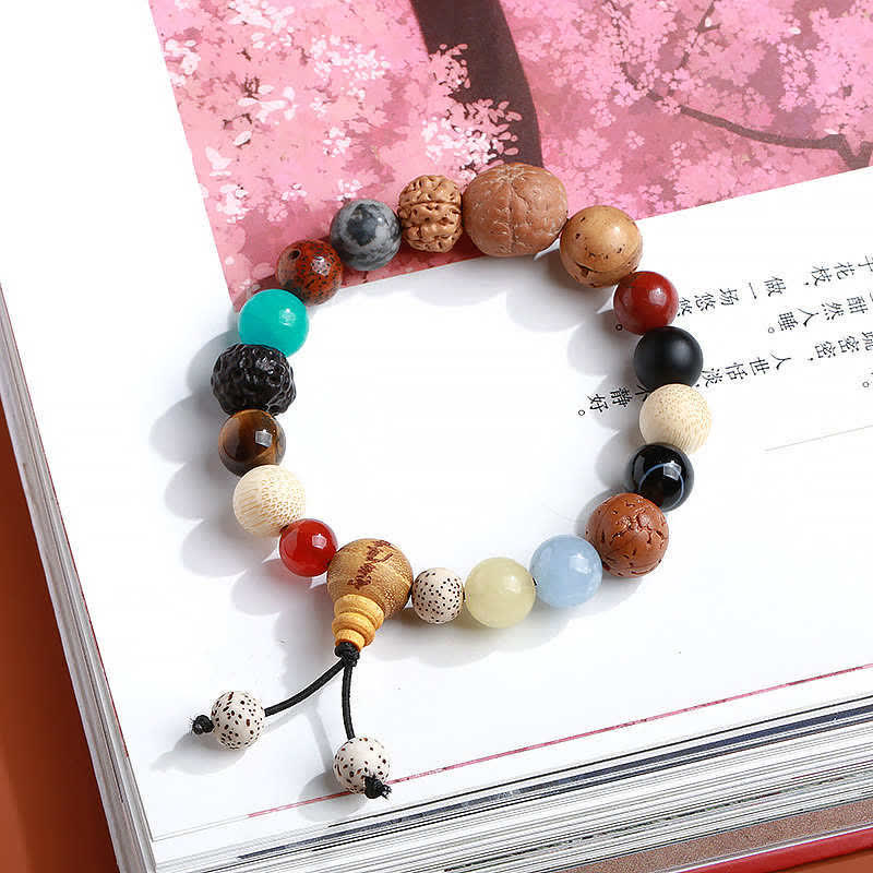 Wear FengShui Bodhi Seed Agate Wisdom Harmony Wrist Mala Bracelet