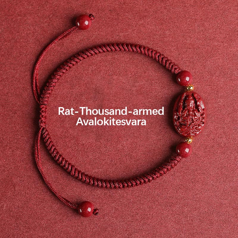 Wear FengShui Chinese Zodiac Natal Buddha Cinnabar Keep Away Evil Spirits Rope Bracelet